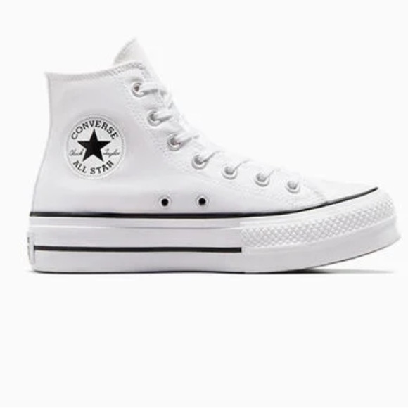 Converse Women's All Star White High-Tops platform. - Picture 1 of 5